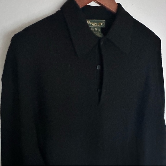 PRINCIPE Italian Merino Wool Fine Mens Sz XL /54 Sweater Shirt black - Picture 4 of 10